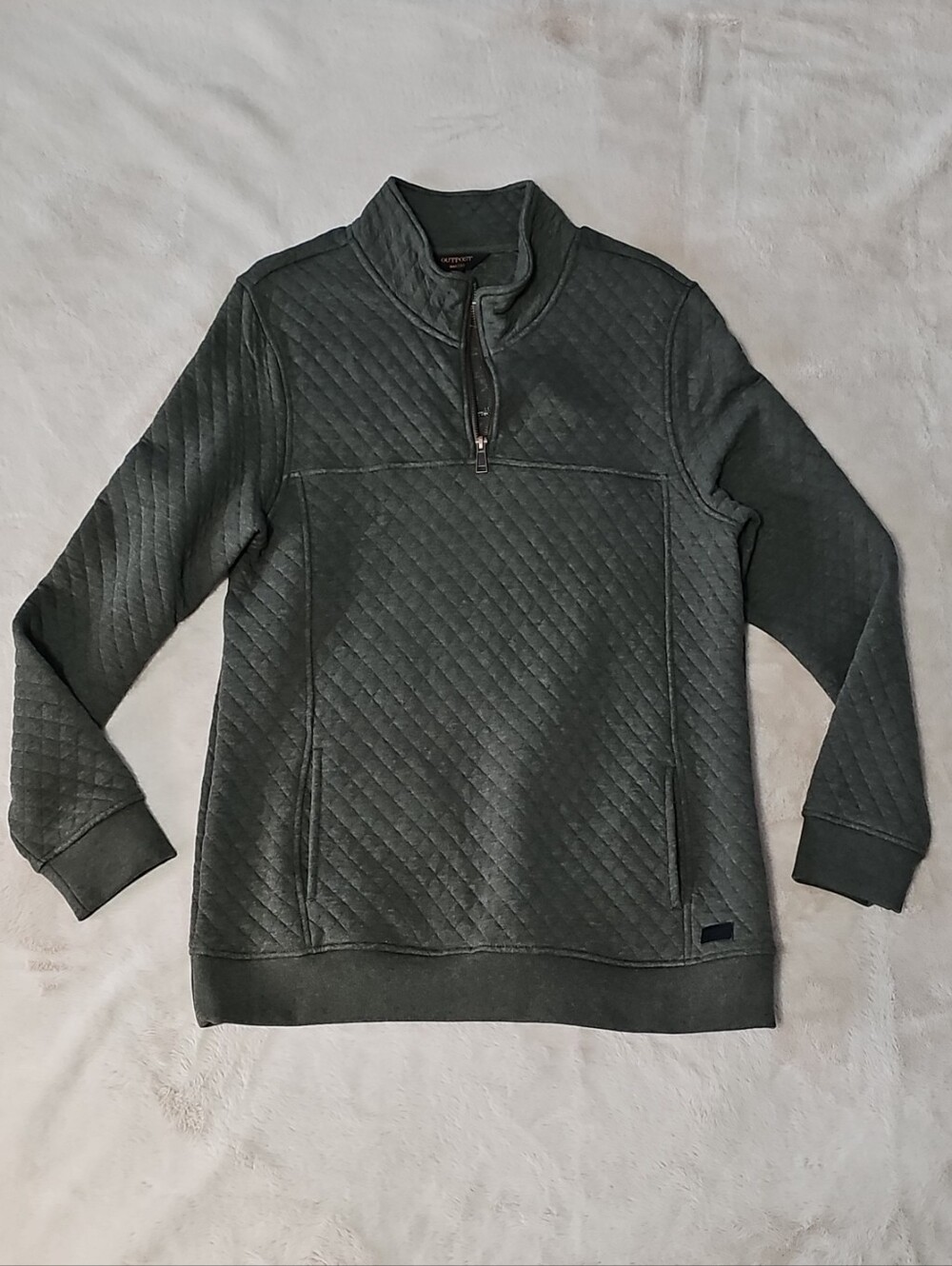 Men's Quilted Half-Zip Sweater in Dark Green